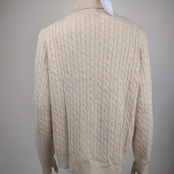 NWOT Lands' End beige cable knit turtleneck pullover sweater XL Petite - Picture 4 of 9